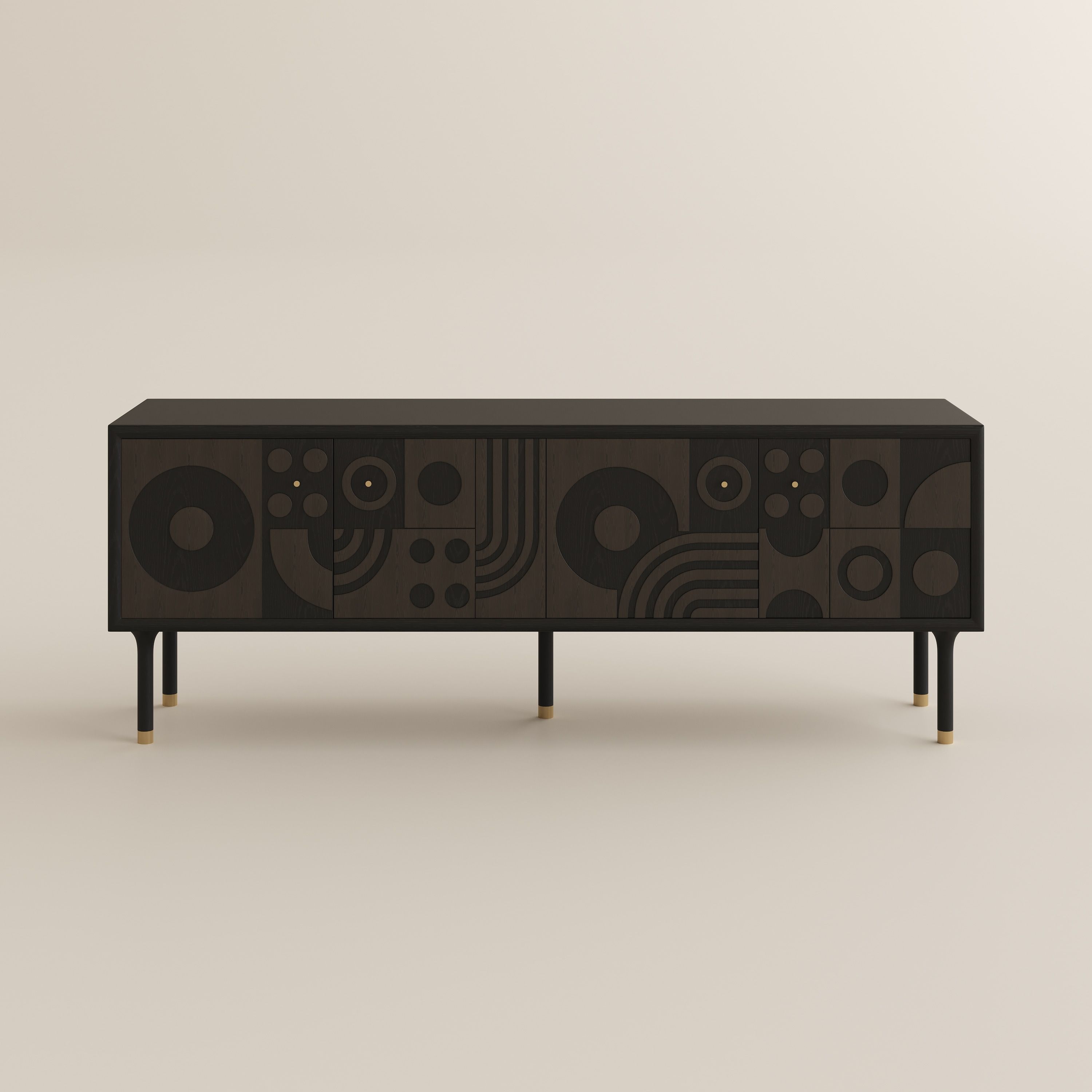 Wood Leg Smoky MDF TV Stands