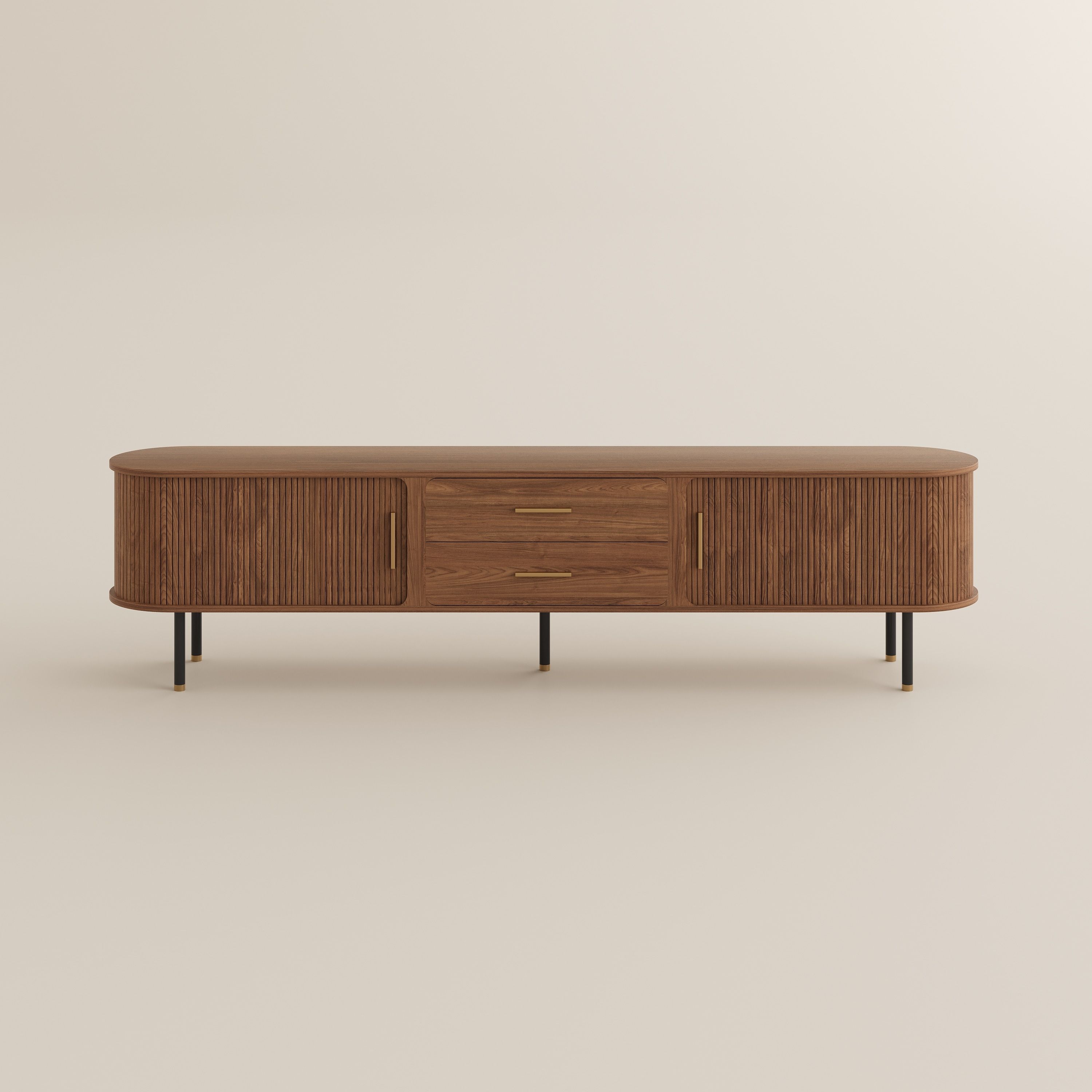 Metal Leg Walnut Plywood TV Stands