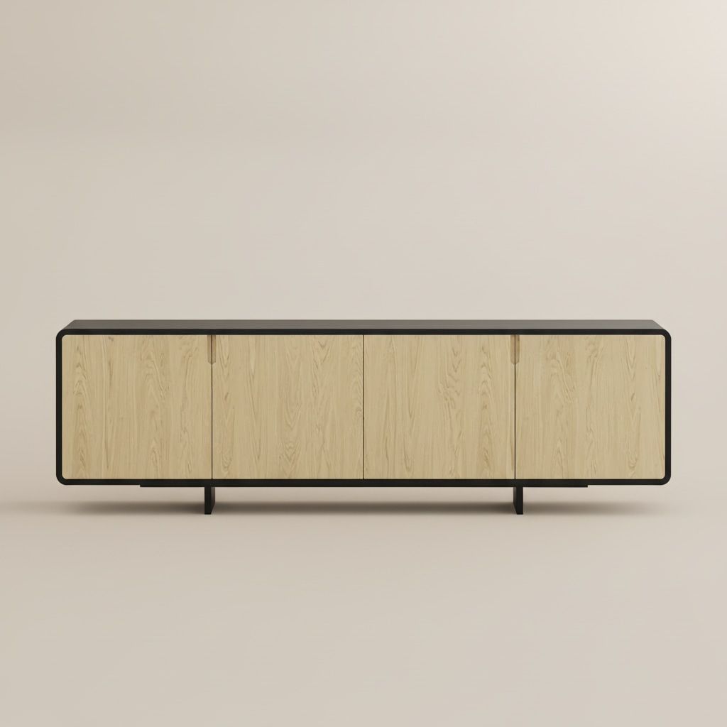 Light Wood & Black Plywood TV Stands