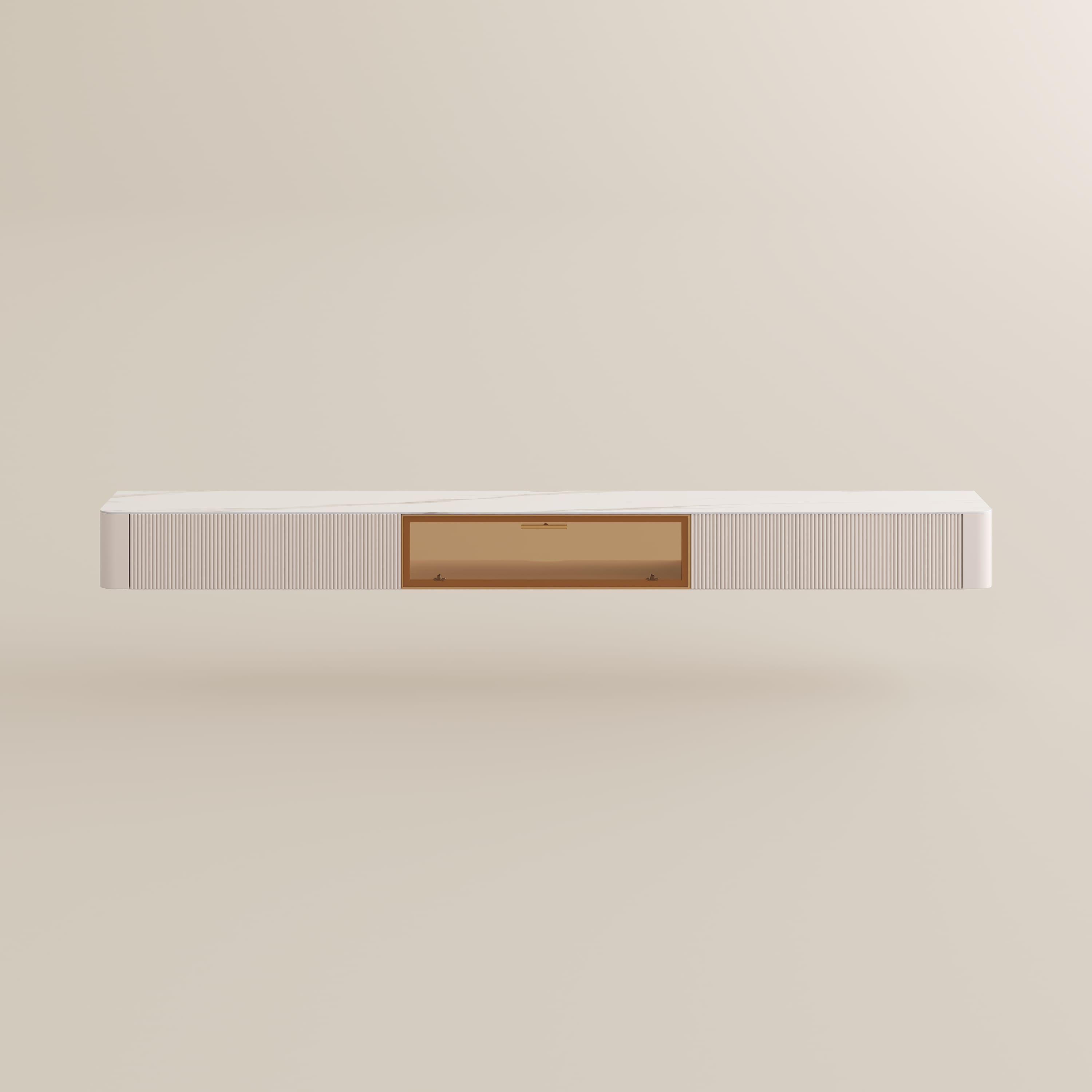 Partly Assemble White Glossy Sintered Stone TV Stands