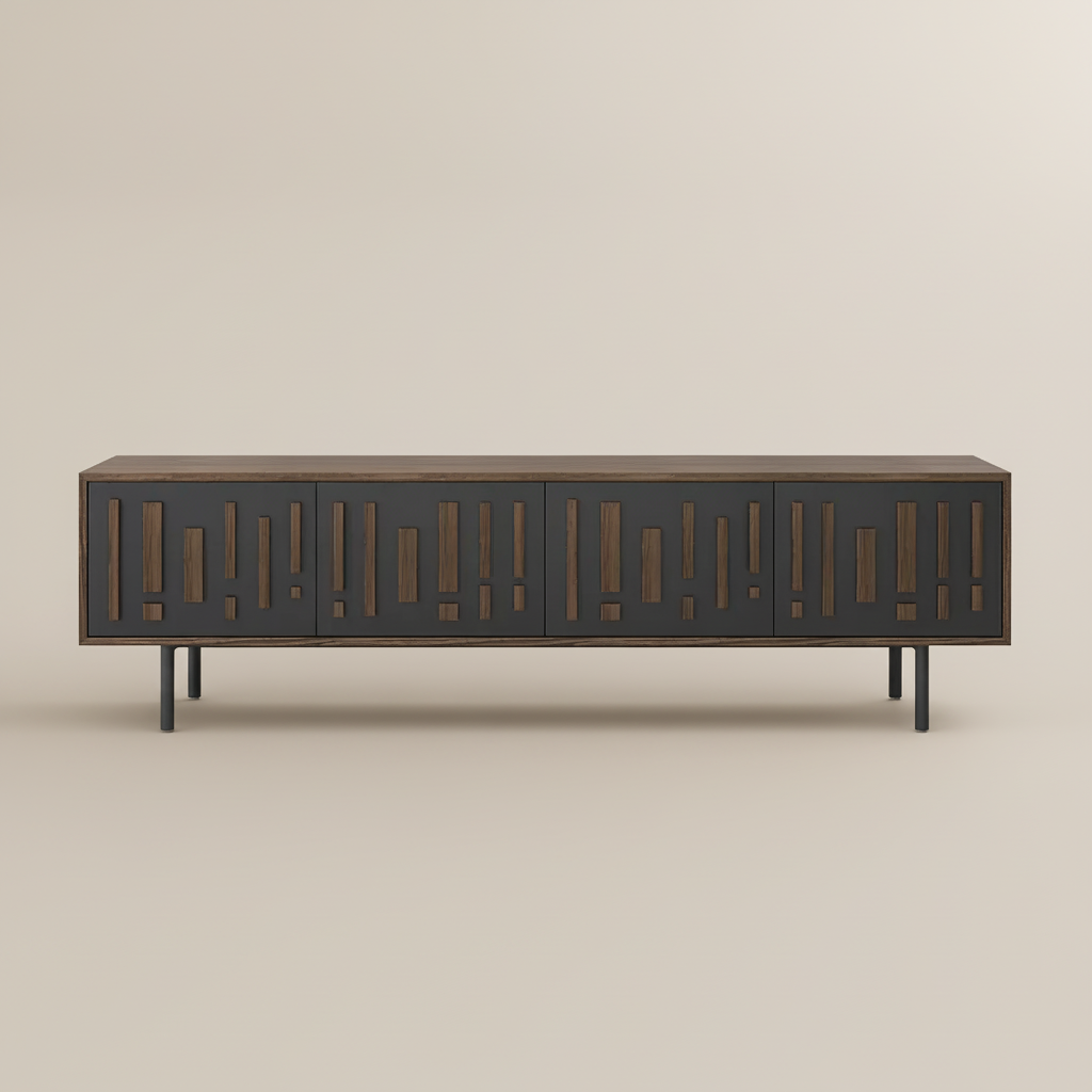 with Cabinets Smoky Solid Wood Veneer MDF TV Stands