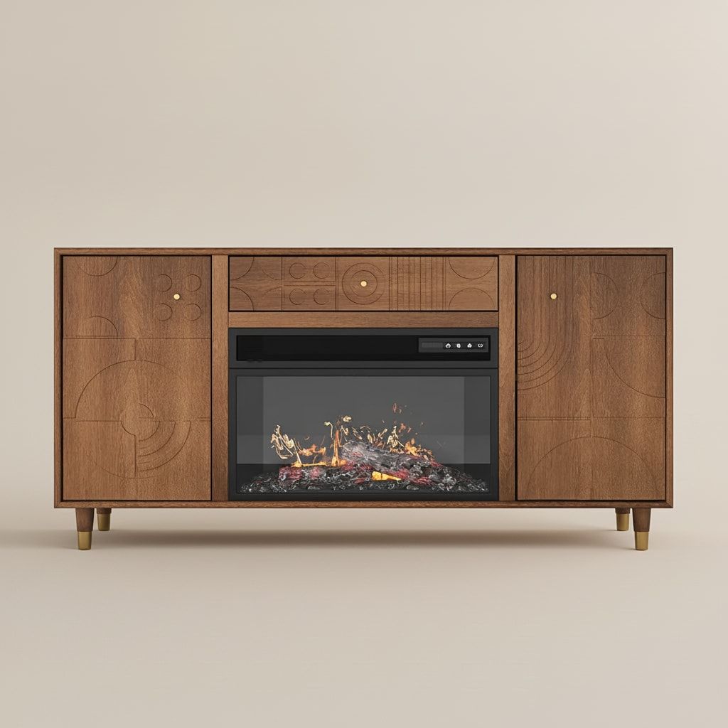 Mid Century Modern Walnut Color MDF TV Stands