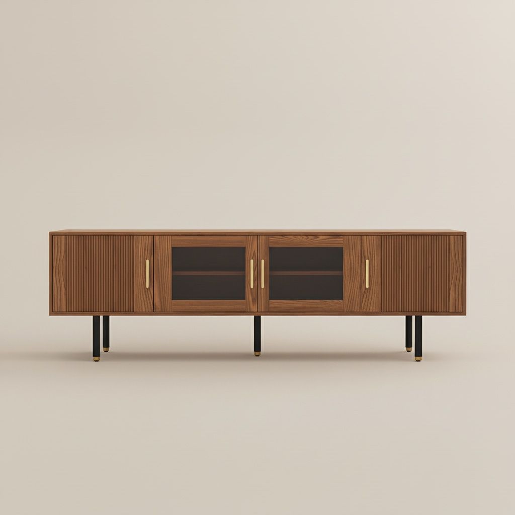 Metal Leg Walnut Color MDF TV Stands