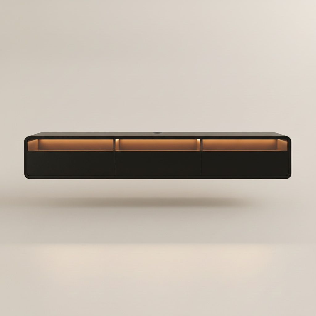 Floating Black MDF TV Stands