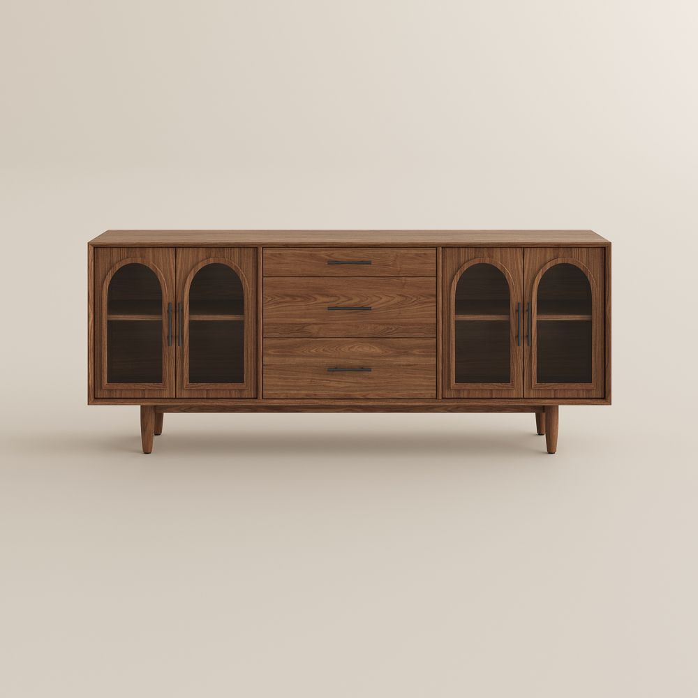 Solid Wood Walnut Color Engineered Wood TV Stands