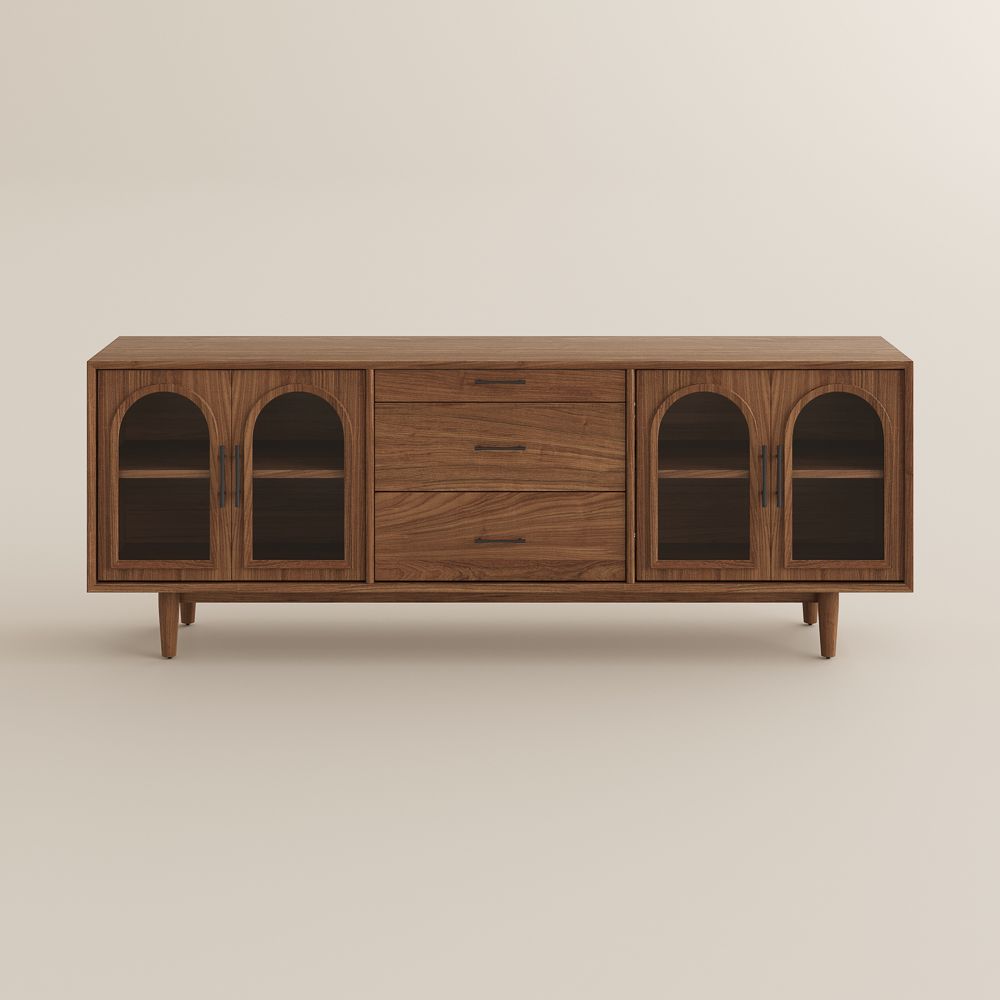 Solid Wood Walnut Color MDF  TV Stands