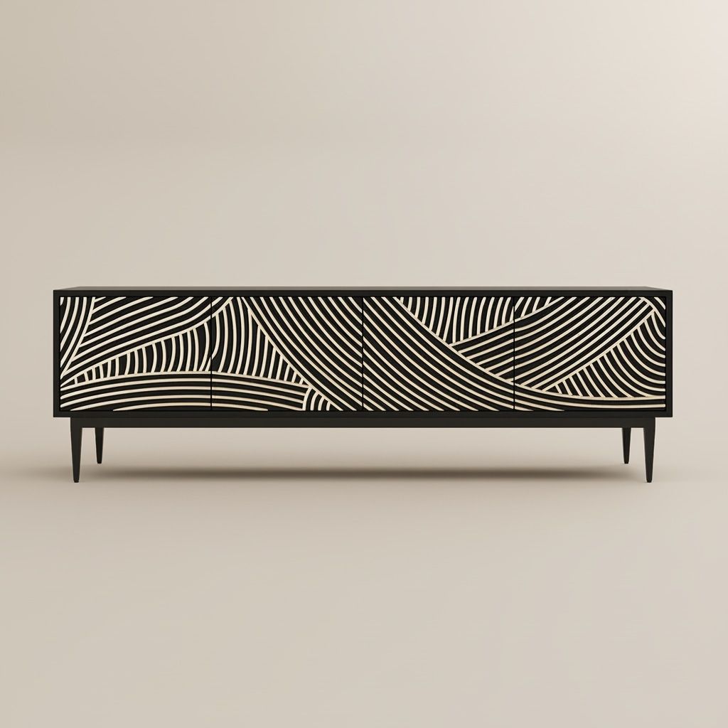 Partly Assemble Black MDF TV Stands