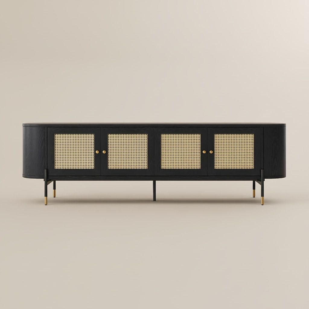 with Cabinets Black MDF TV Stands