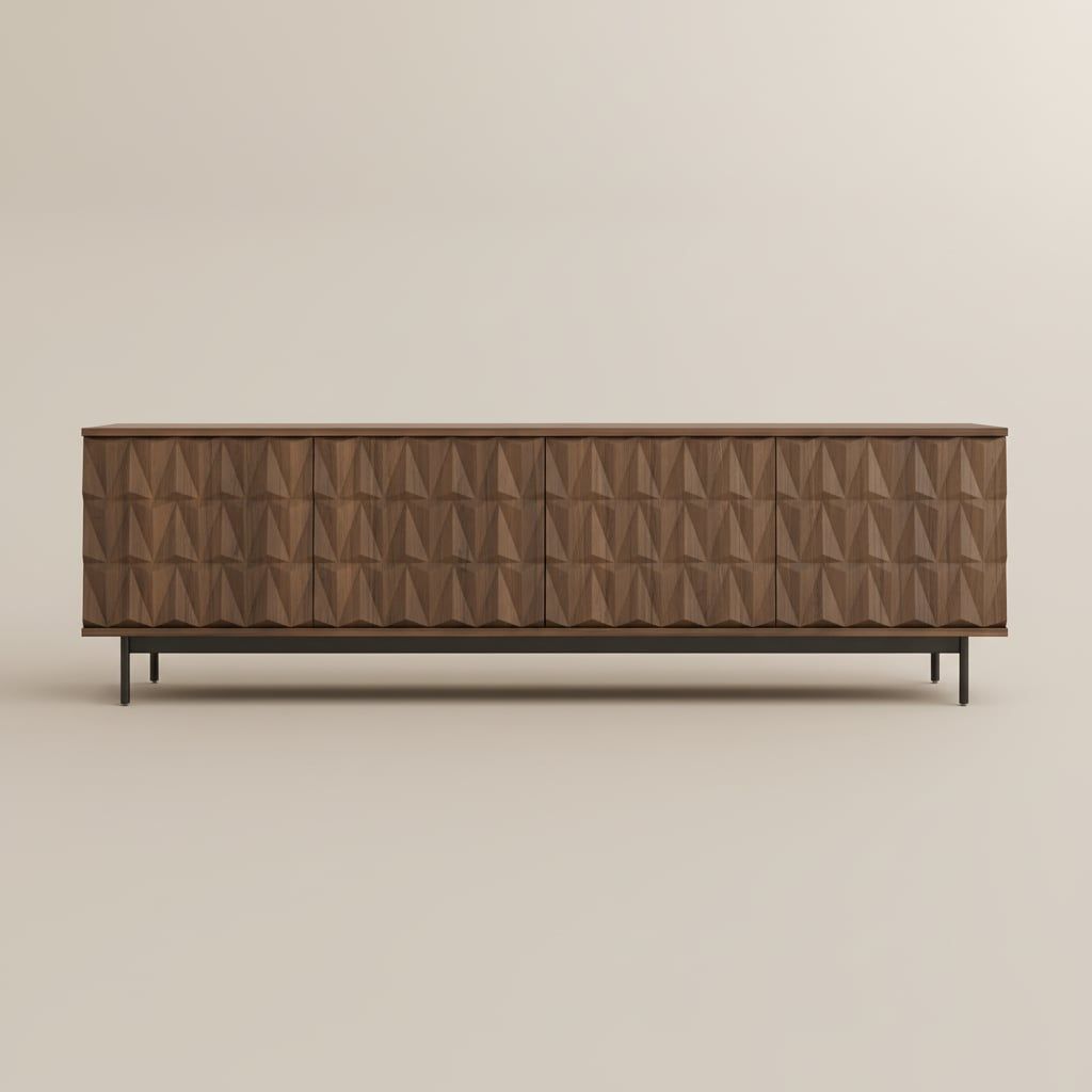 Metal Leg Walnut Color MDF TV Stands