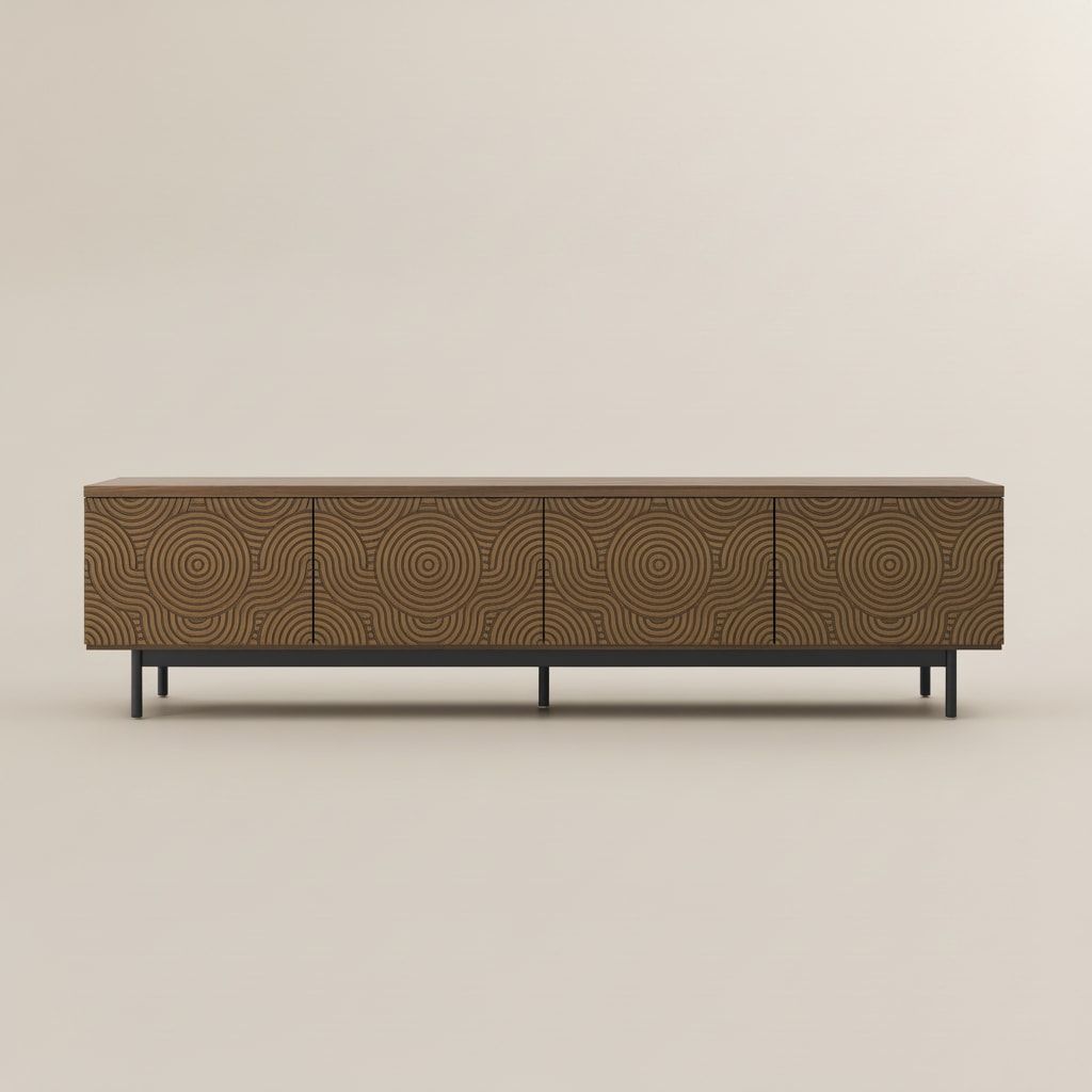 Mid Century Modern Walnut Color MDF TV Stands