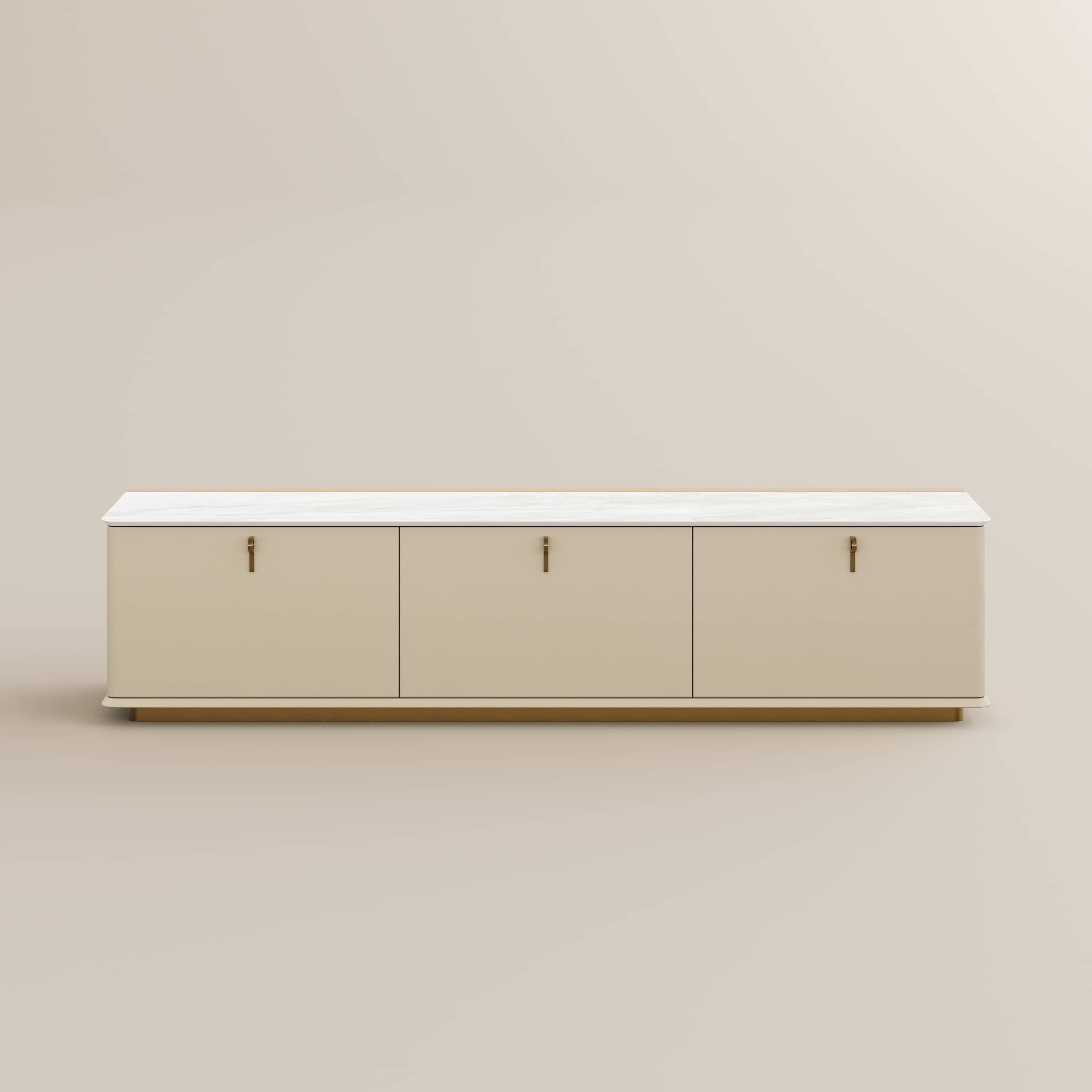 Rectangular Beige Plywood & Marble TV Stands