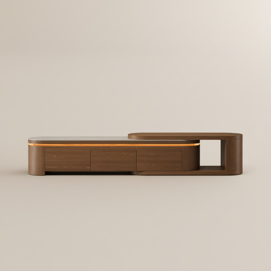 Living Room Walnut Color & White MDF TV Stands