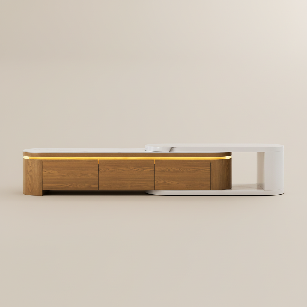 Extendable Dark Wood & White MDF TV Stands