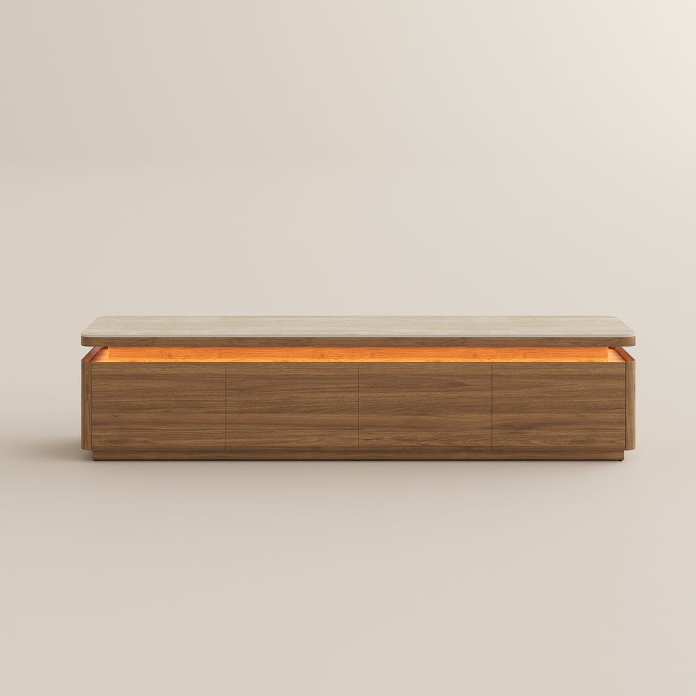 Sintered Stone Walnut Color MDF TV Stands