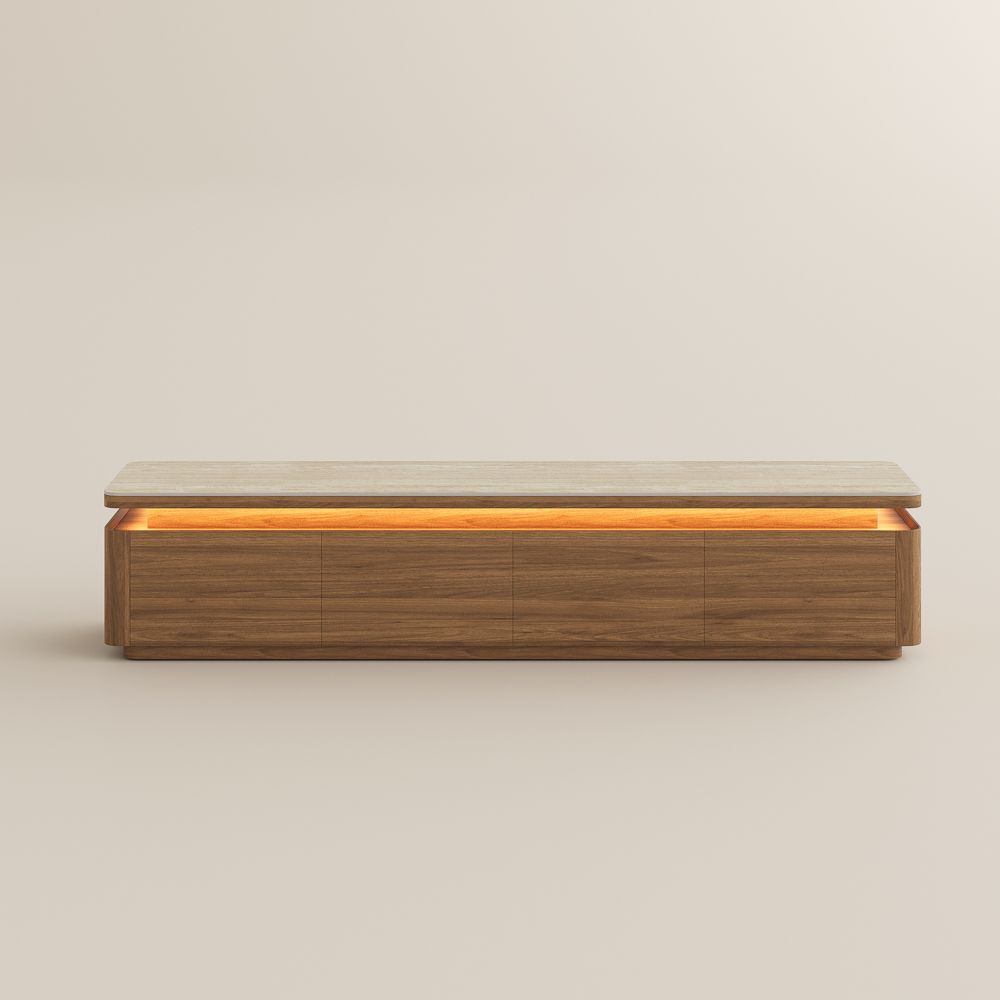 On the Ground Walnut Color MDF TV Stands