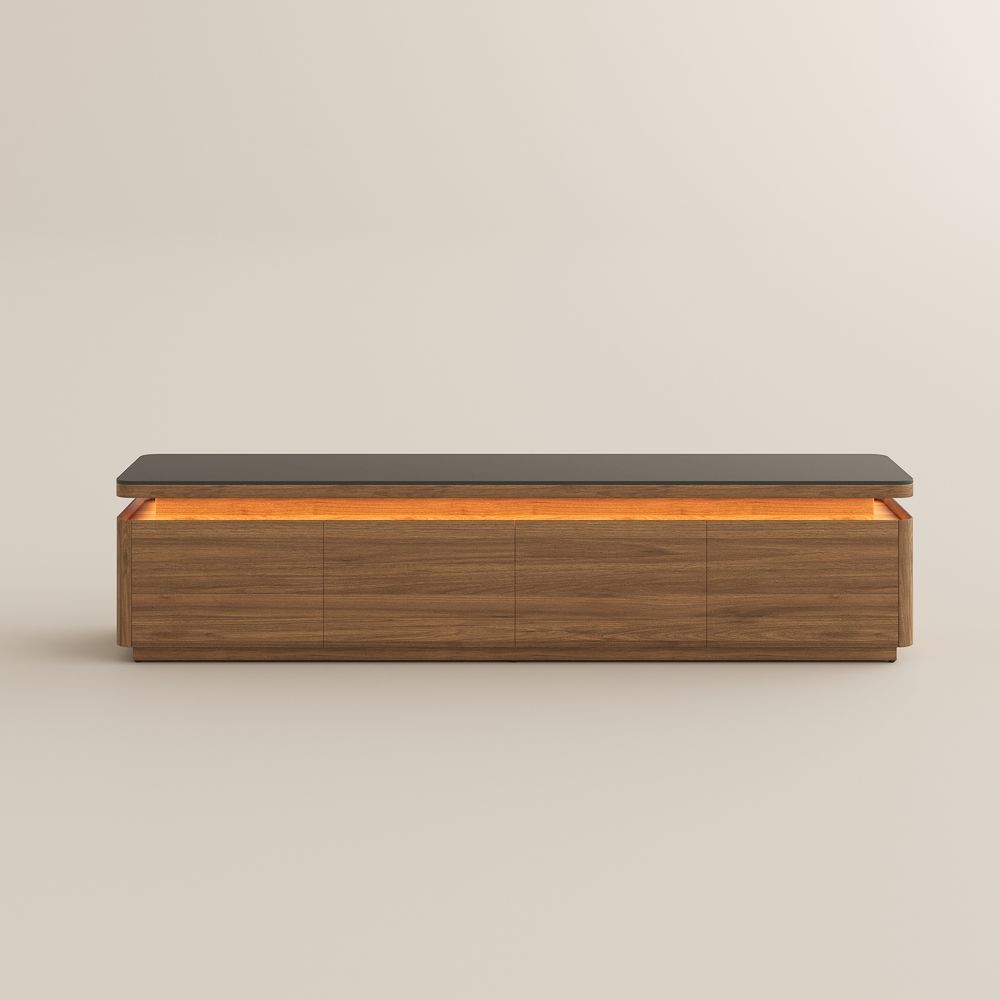 Sintered Stone Dark Wood & Black MDF TV Stands