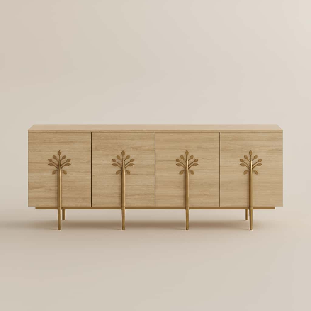 with Cabinets Wood color MDF TV Stands