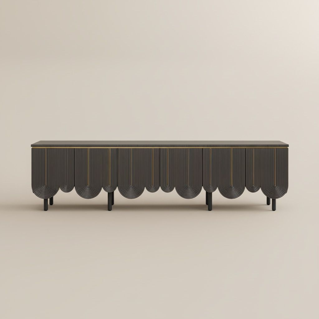 Carbon Steel Gray MDF TV Stands