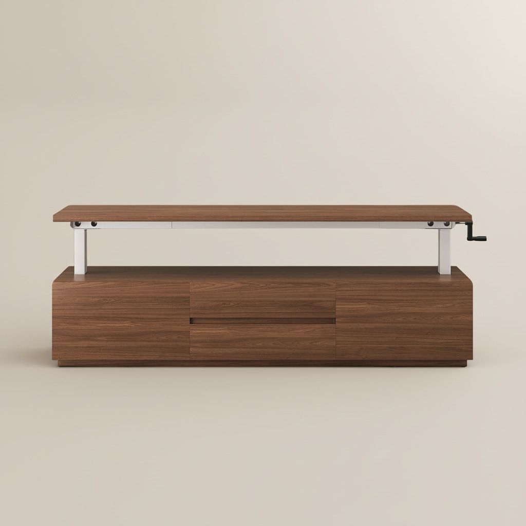 On the Ground Walnut Color MDF TV Stands