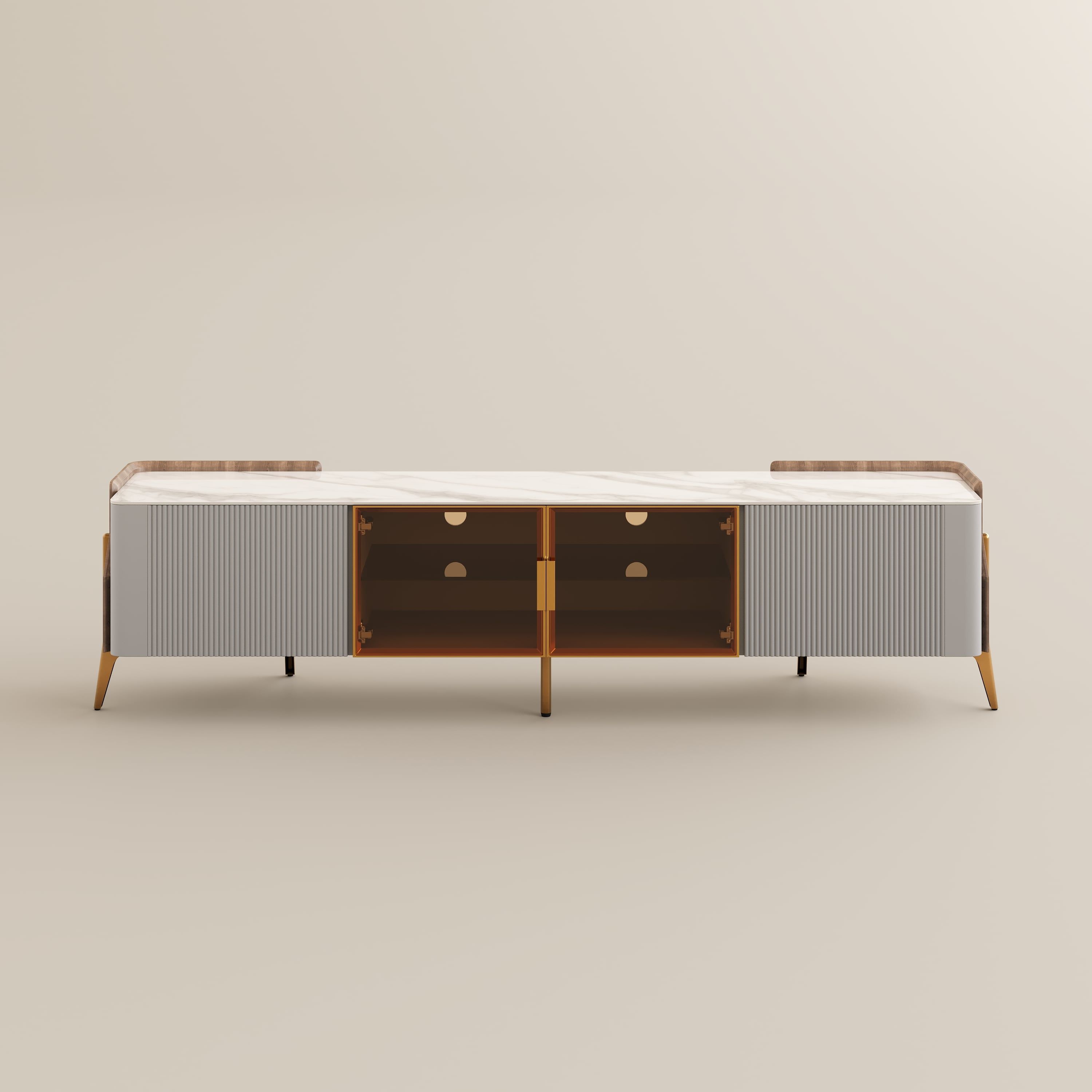 with Drawers Gray Sintered Stone TV Stands