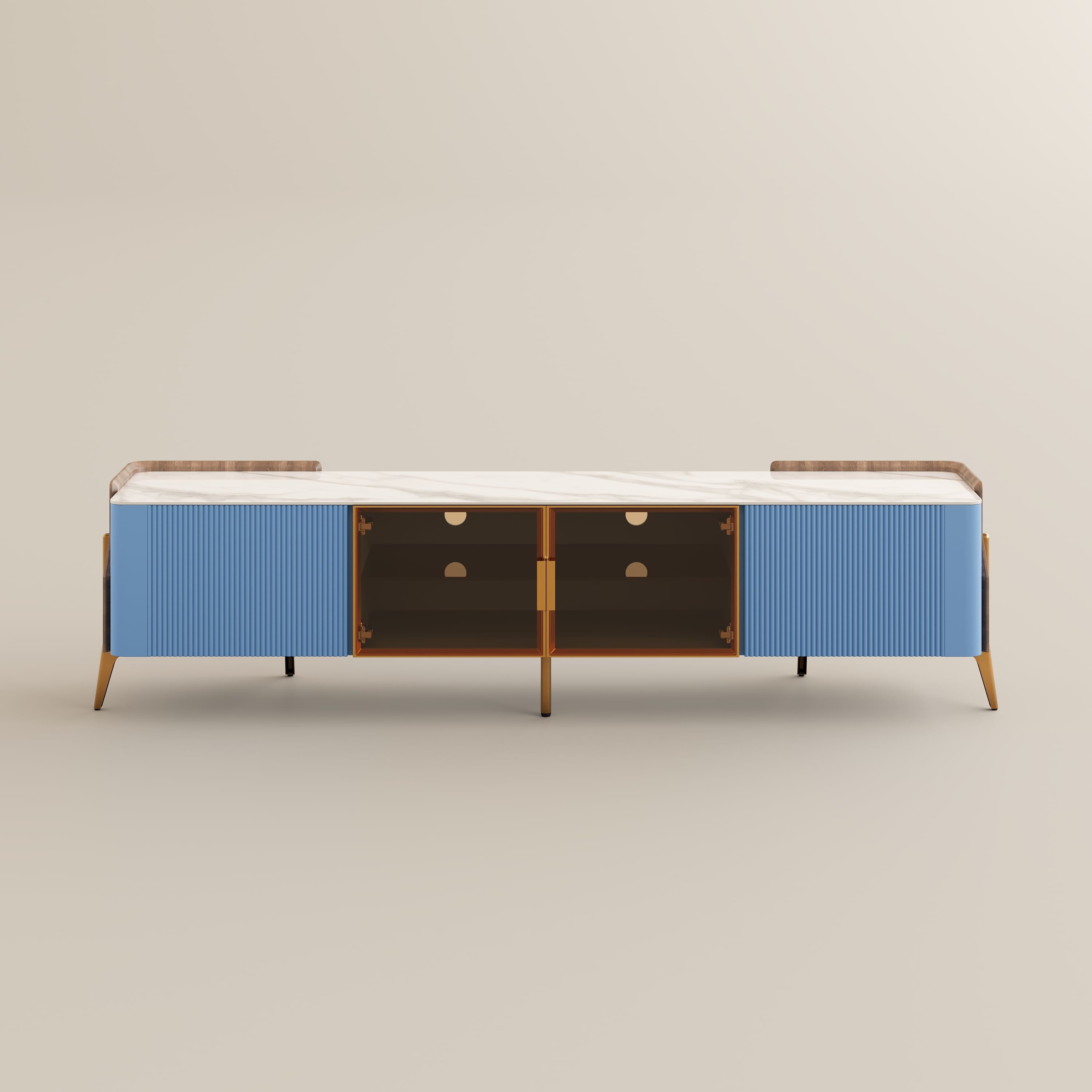 with Storage Blue Sintered Stone TV Stands