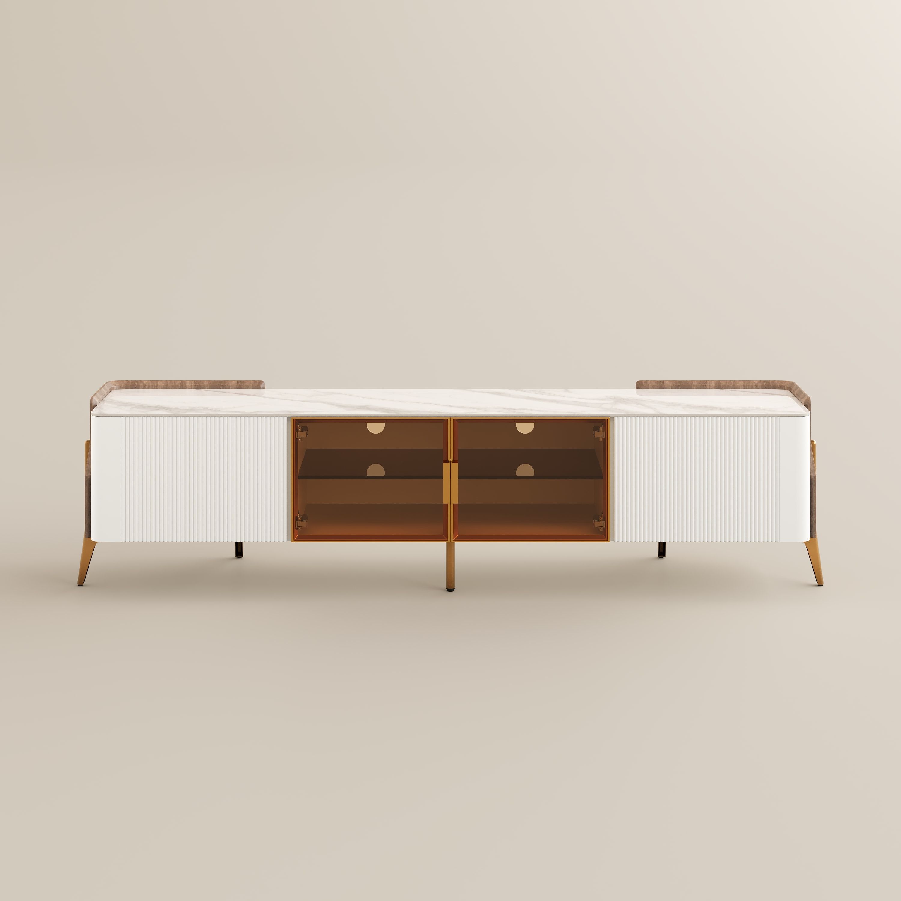 with Cabinets White Sintered Stone TV Stands