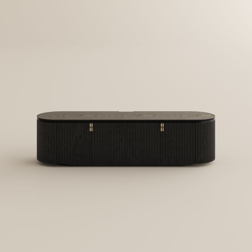 with Cabinets Black Plywood TV Stands