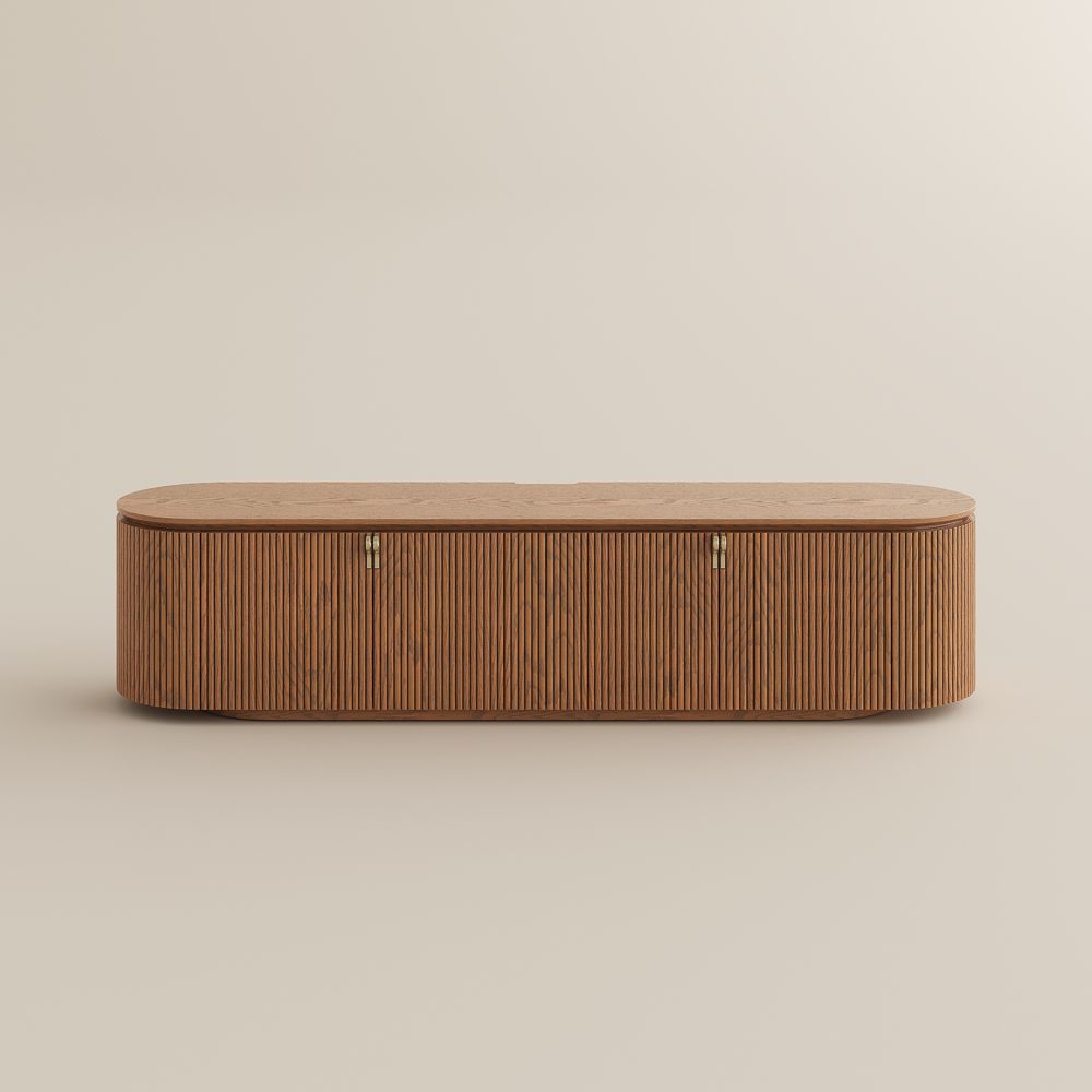 Perfect for 75 Inch TV Walnut Color Plywood TV Stands