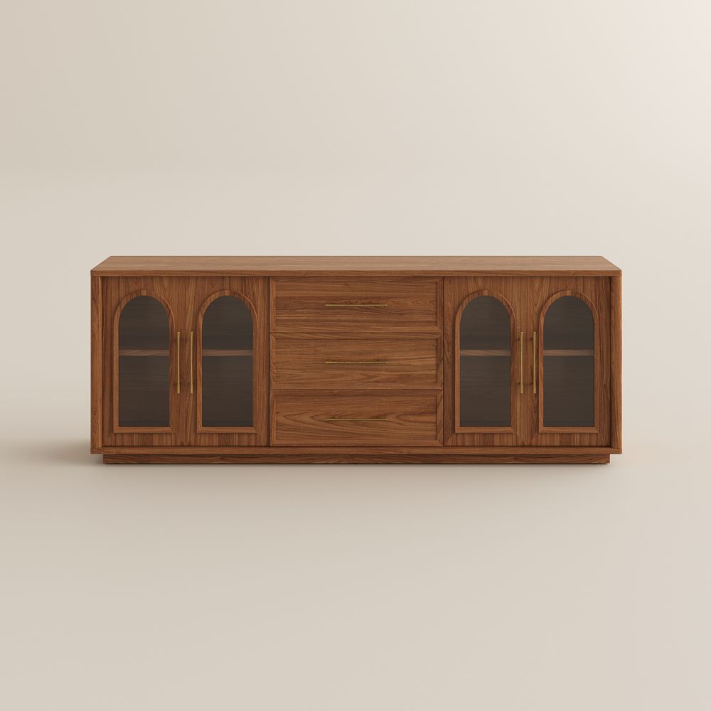 Floor TV Stand Walnut Color Engineered Wood TV Stands