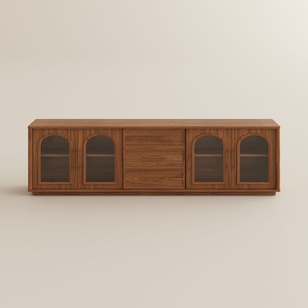 Floor TV Stand Walnut Color Engineered Wood TV Stands