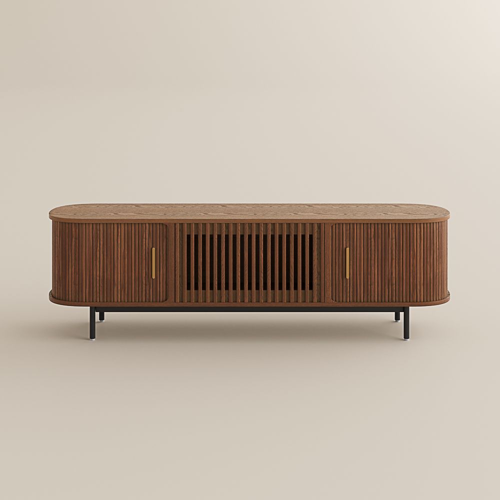 Solid Wood Walnut Color Red Oak Wood TV Stands