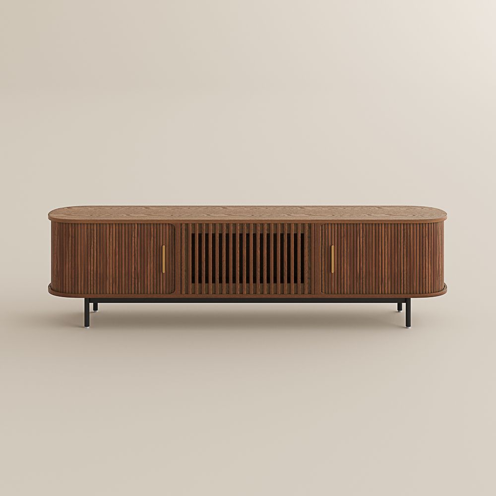 Solid Wood Walnut Color Red Oak Wood TV Stands