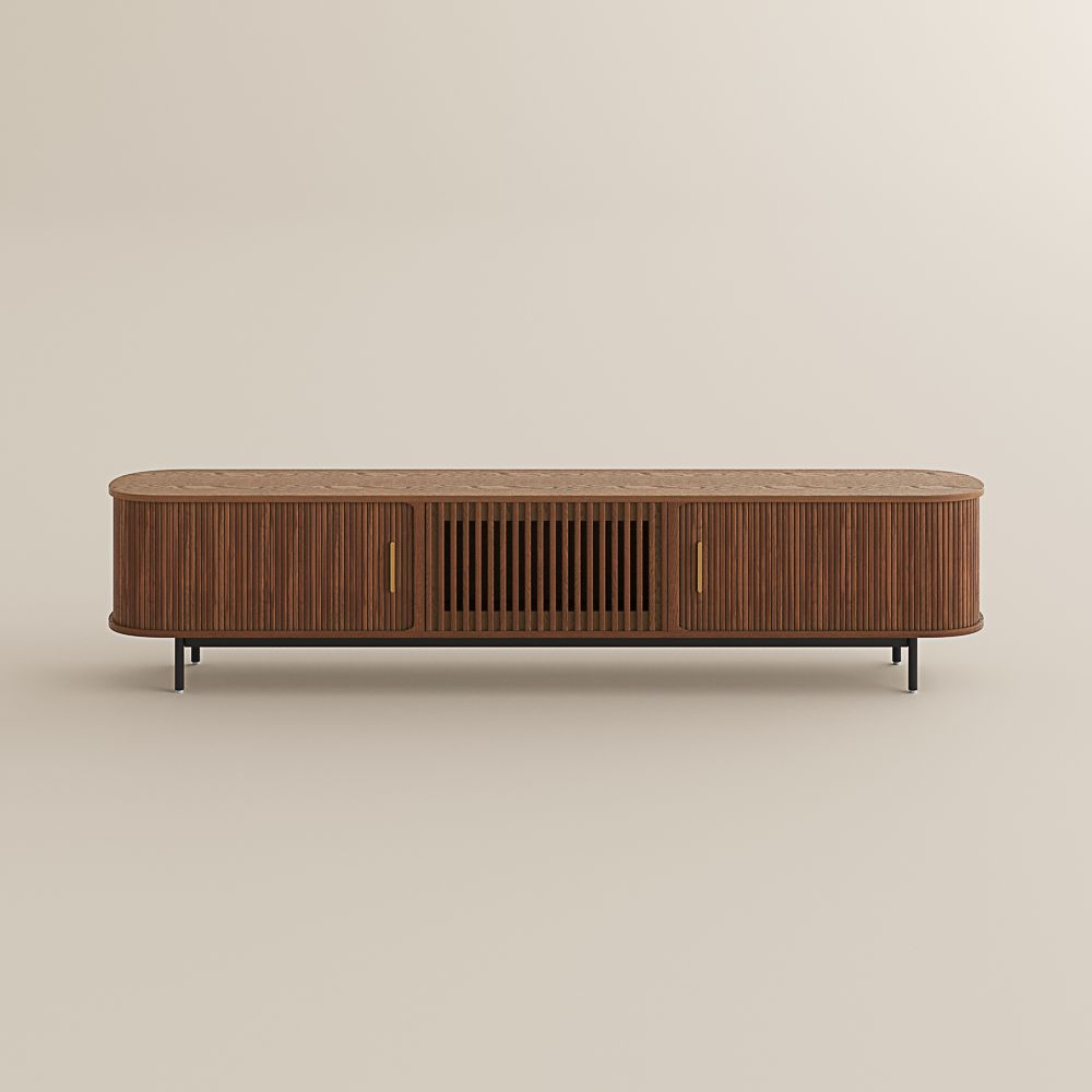 Solid Wood Walnut Color Red Oak Wood TV Stands