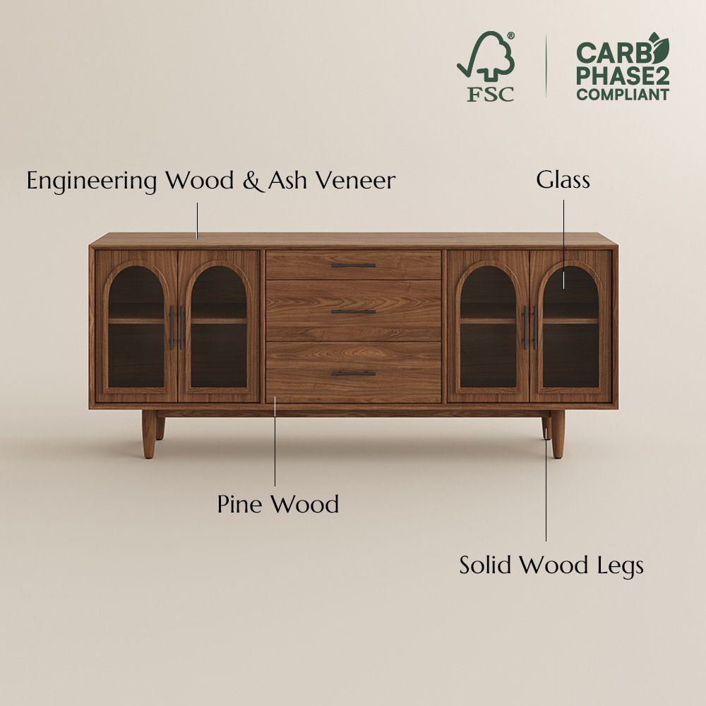 Mid Century Modern Walnut Color Engineered Wood TV Stands