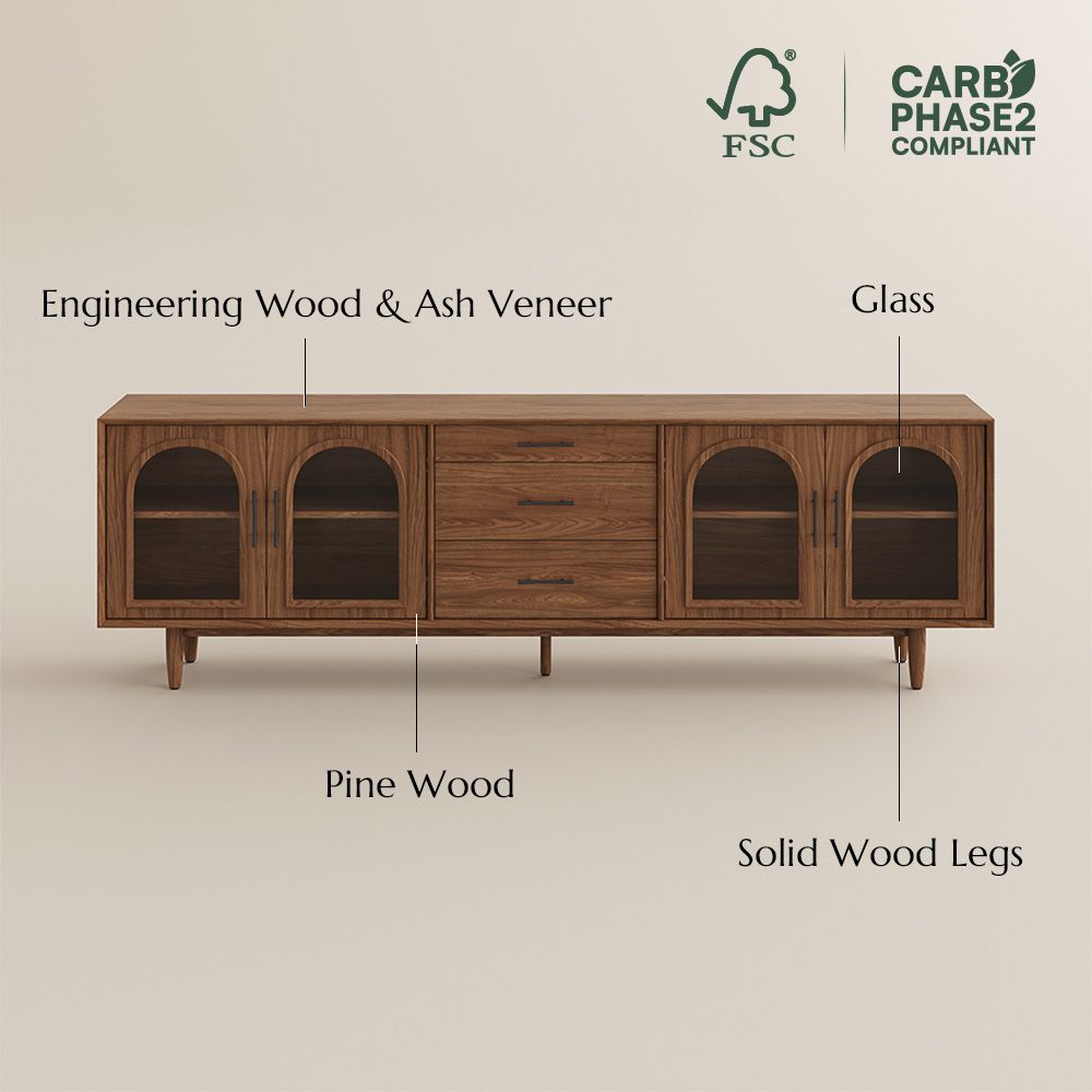 Partly Assemble Walnut Color Engineered Wood TV Stands