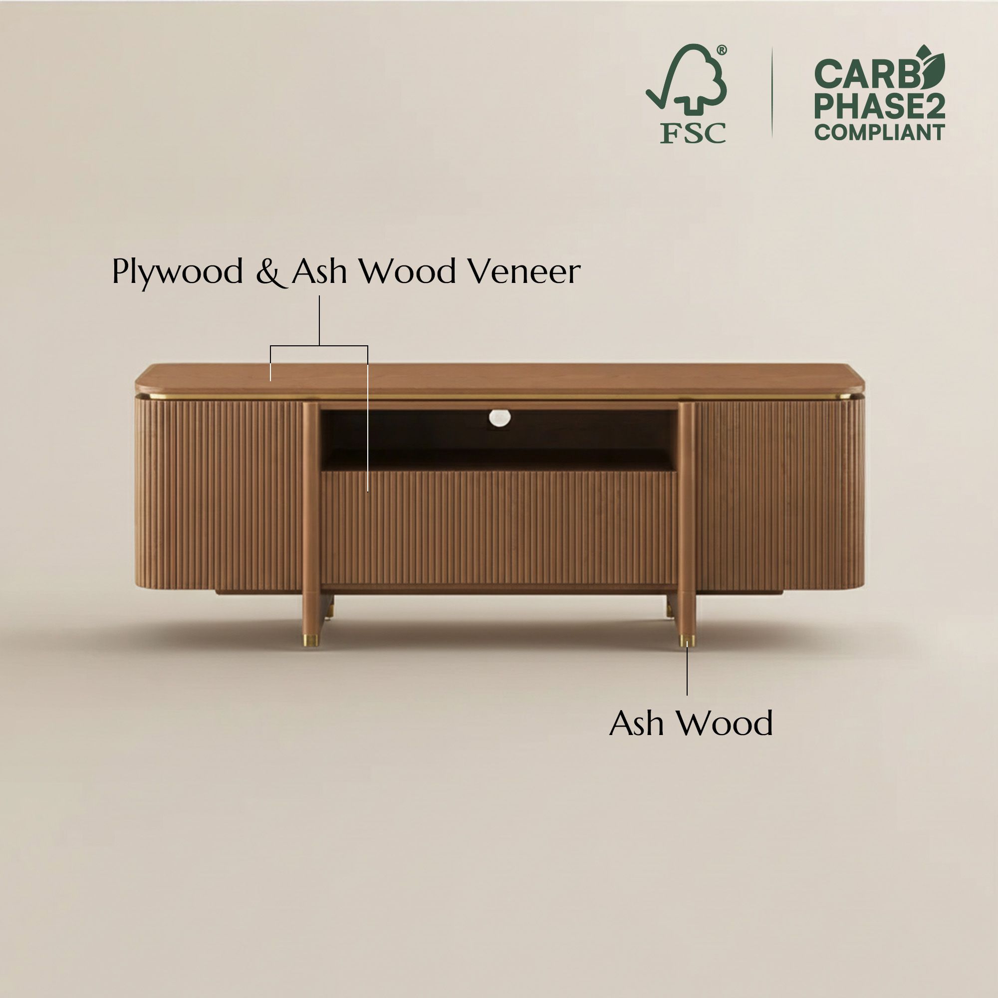 Perfect for 65 Inch TV Walnut Color Plywood TV Stands