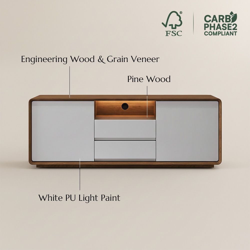 with Drawers Dark Wood & White MDF TV Stands
