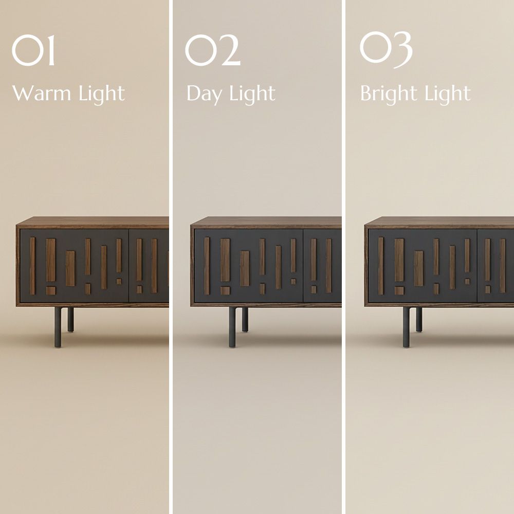 Mid Century Modern Smoky Solid Wood Veneer MDF TV Stands