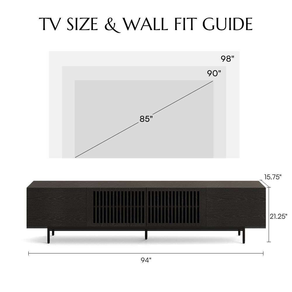 with Doors Black MDF TV Stands