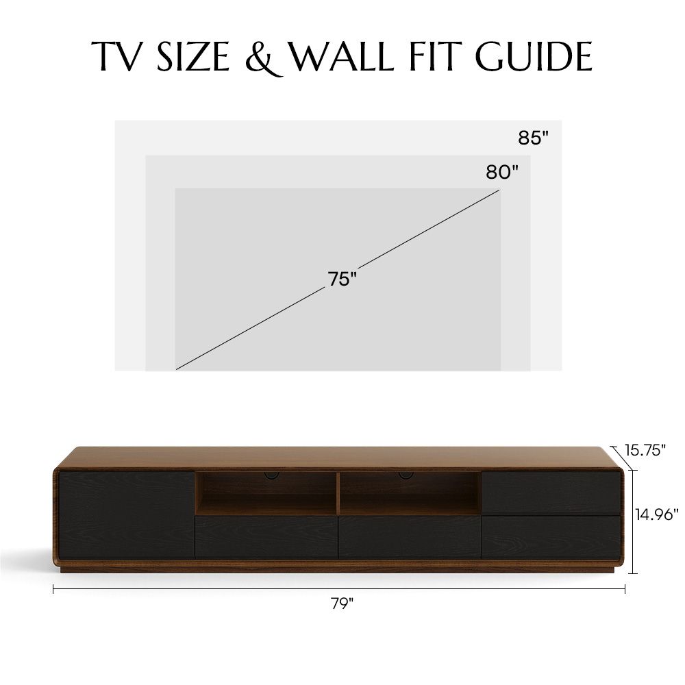 On the Ground Dark Wood & Black MDF TV Stands