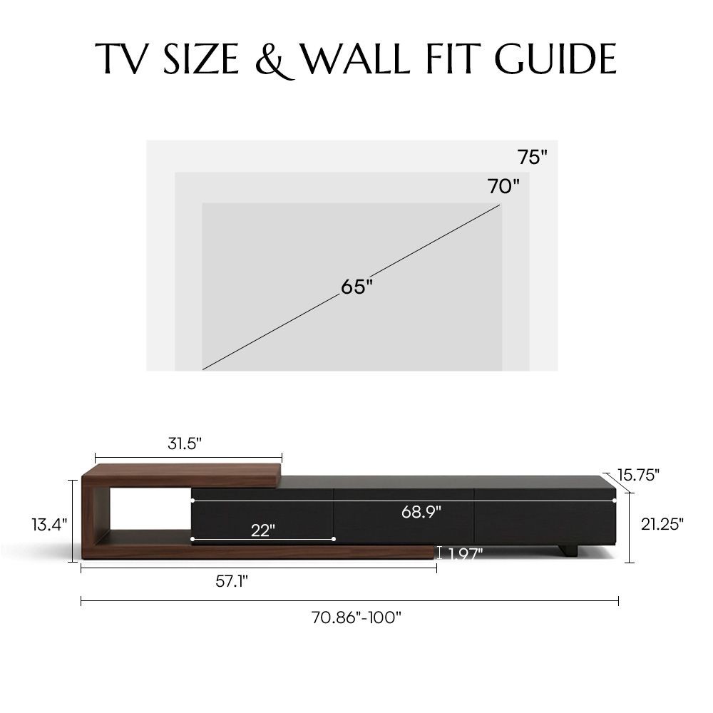 Extendable Dark Wood & Black MDF TV Stands