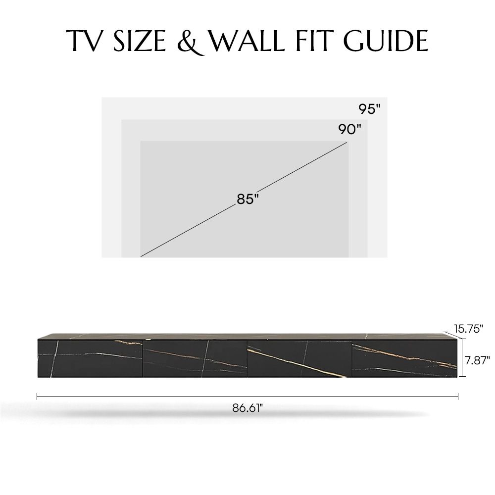 Floating Black Sintered Stone TV Stands