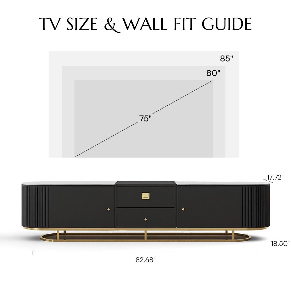 Metal Leg Black Sintered Stone TV Stands