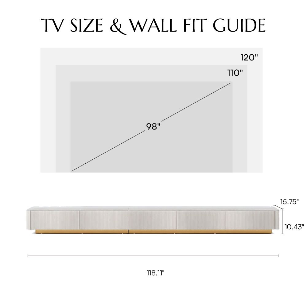 On the Ground White Glossy Sintered Stone TV Stands