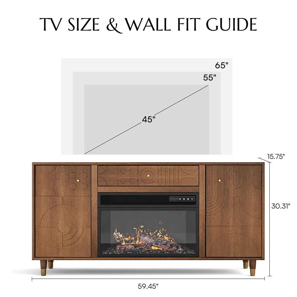 with Drawers Walnut Color MDF TV Stands