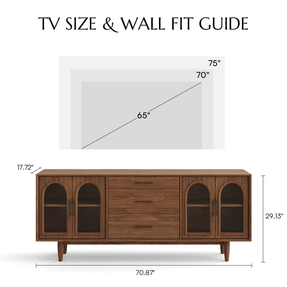 Solid Wood Walnut Color Engineered Wood TV Stands