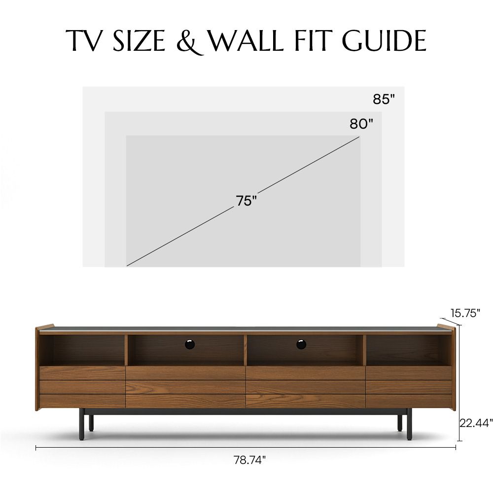 with Storage Walnut & Black Sintered Stone TV Stands