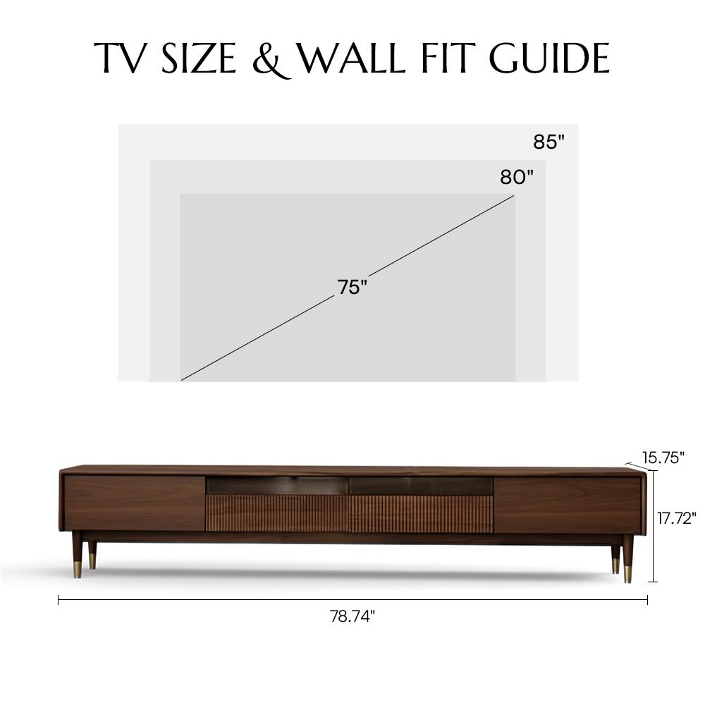 Rectangular Walnut Color Plywood TV Stands