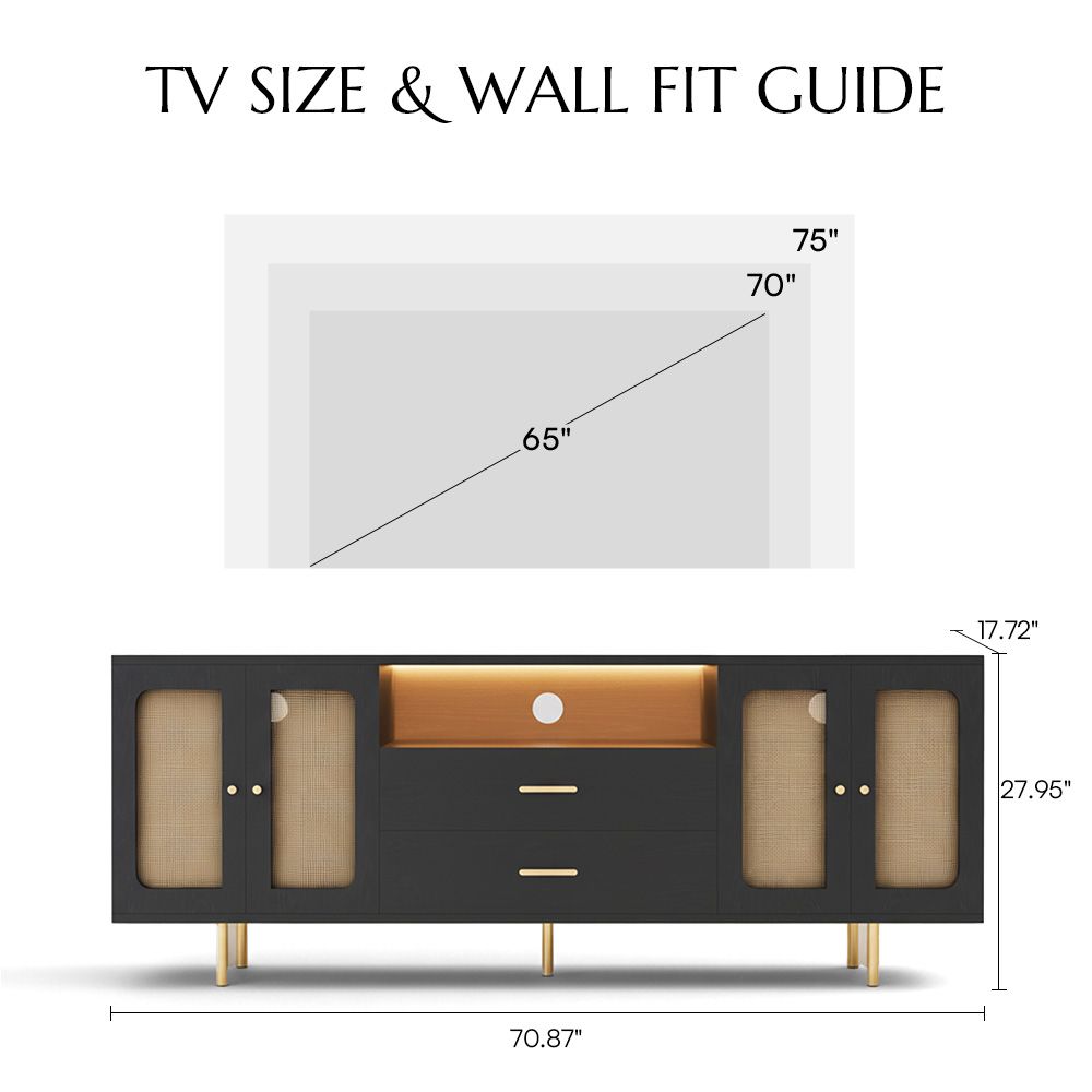 Floor TV Stand Black MDF TV Stands