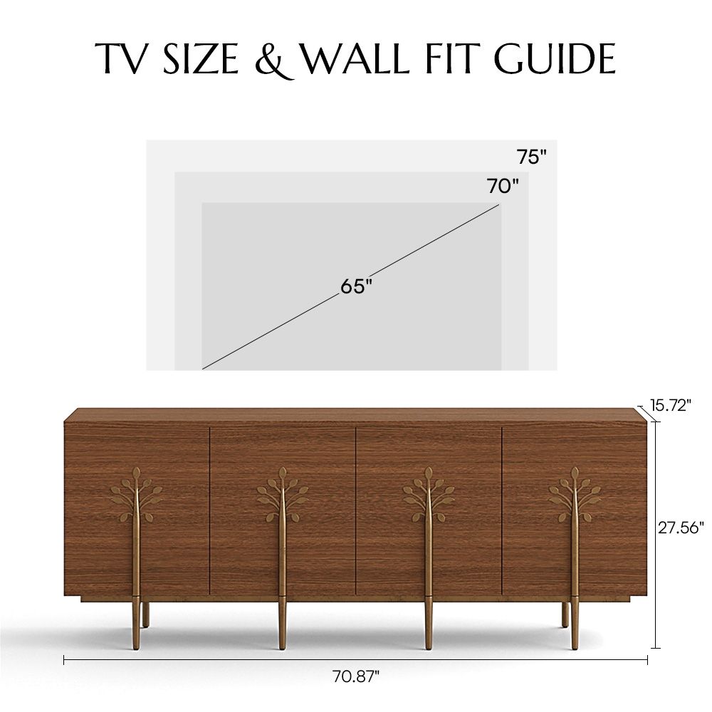with Storage Walnut Color MDF TV Stands